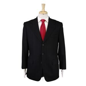 Edgar Pomeroy Bespoke Black Herringbone Wool Tweed Heavy Cashmere Suit 38S